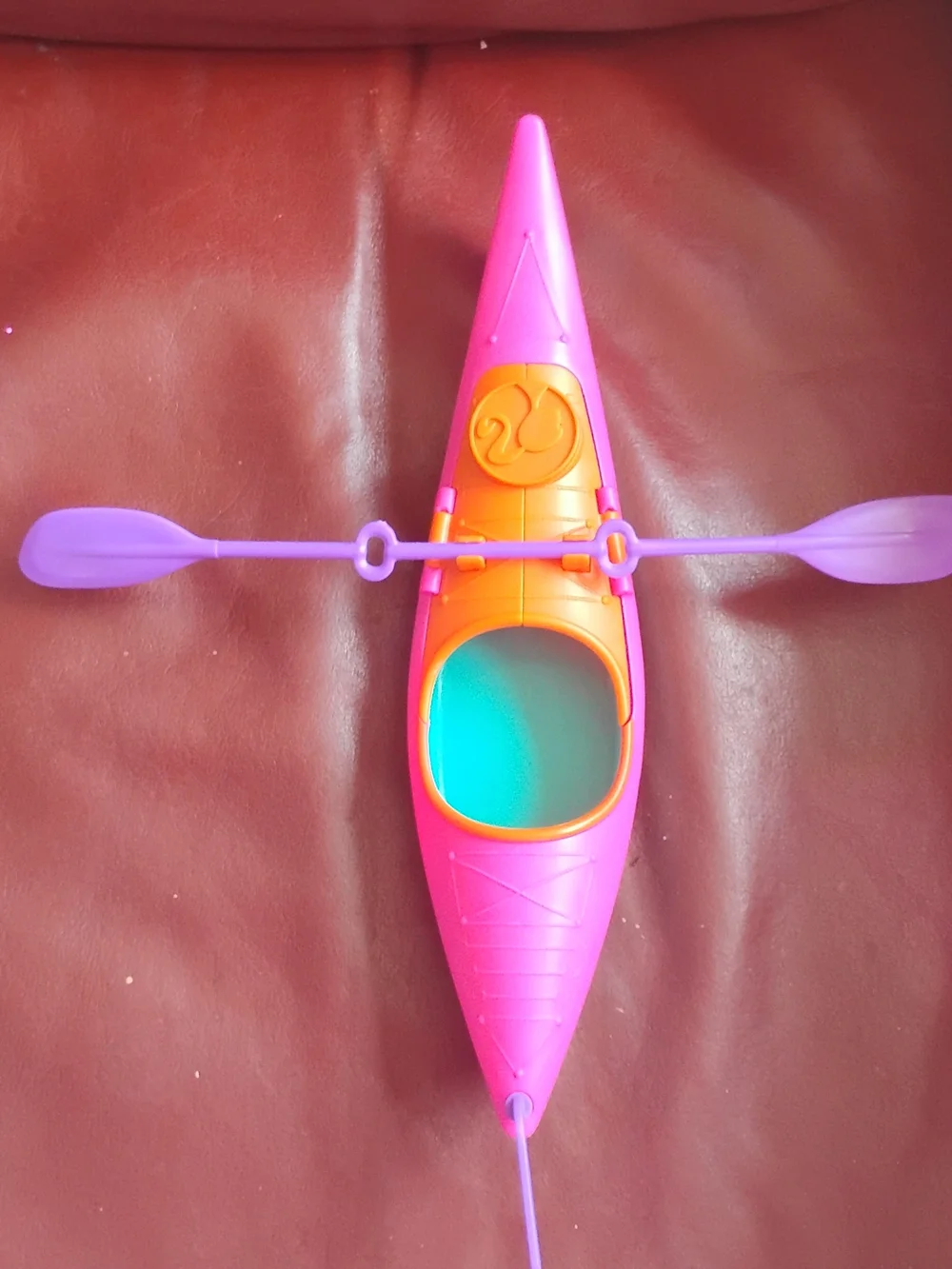 Mattel Pink and Orange Kids Kayak Toy with Purple Paddle